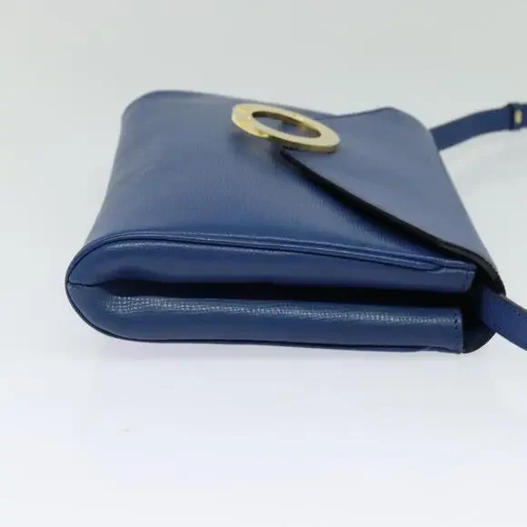 CELINE Shoulder Bag Leather Blue Gold - Picture 5 of 12